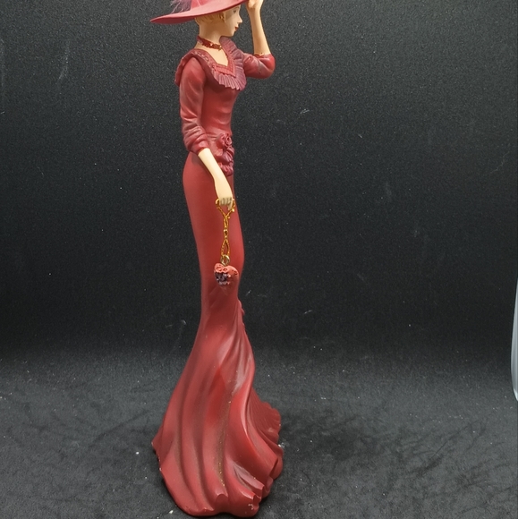 thomas kinkade red dress woman figurine feather hat - Picture 2 of 5